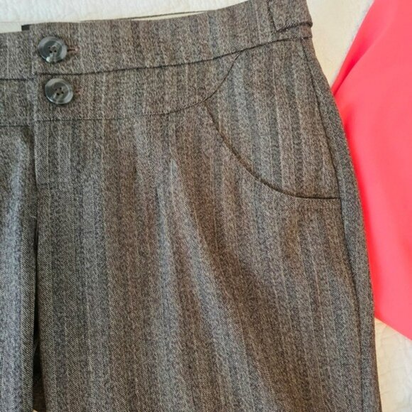 Body By Victoria Women's Capri Pants Size 8 Brown Retro Button Fly Barrel Leg - Picture 3 of 15